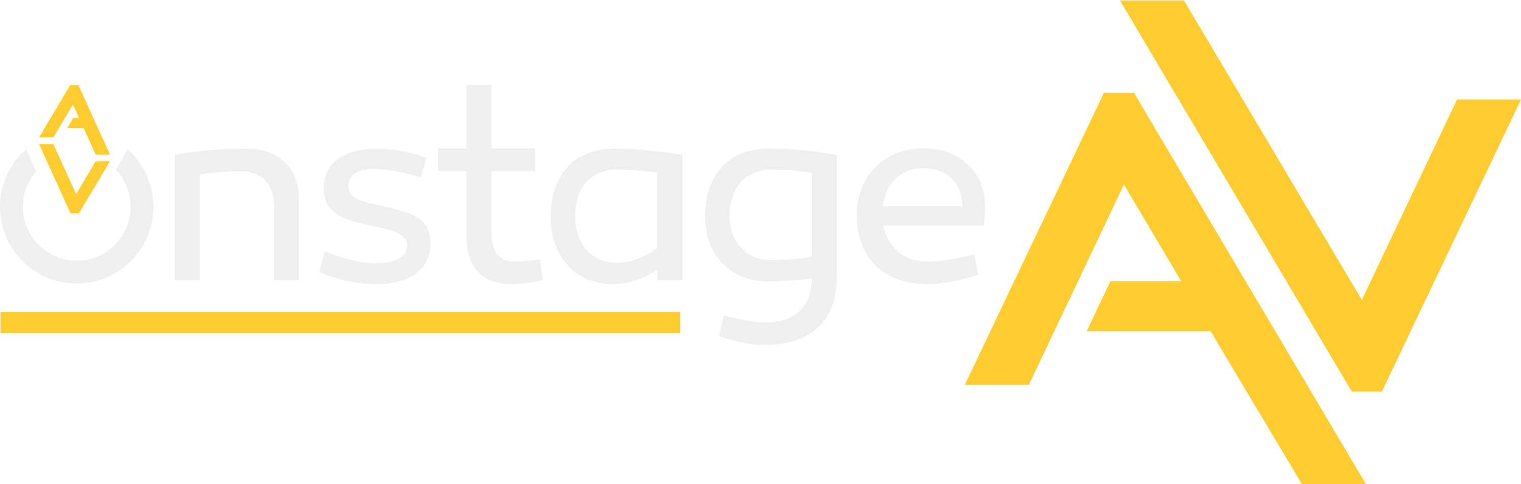 the logo for the company OnstageAV with light coloured text