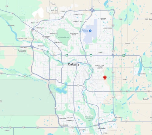 a map of Calgary Alberta showing the location of OnstageAV